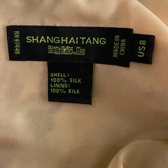 SHANGHAI TANG Green/Purple Floral 100% Silk Crepe Mini Sheath Dress SZ 8 - Picture 4 of 13